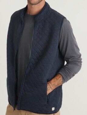 Marine Layer Men's Corbet Full Zip Vest In  Blue Heather Size L